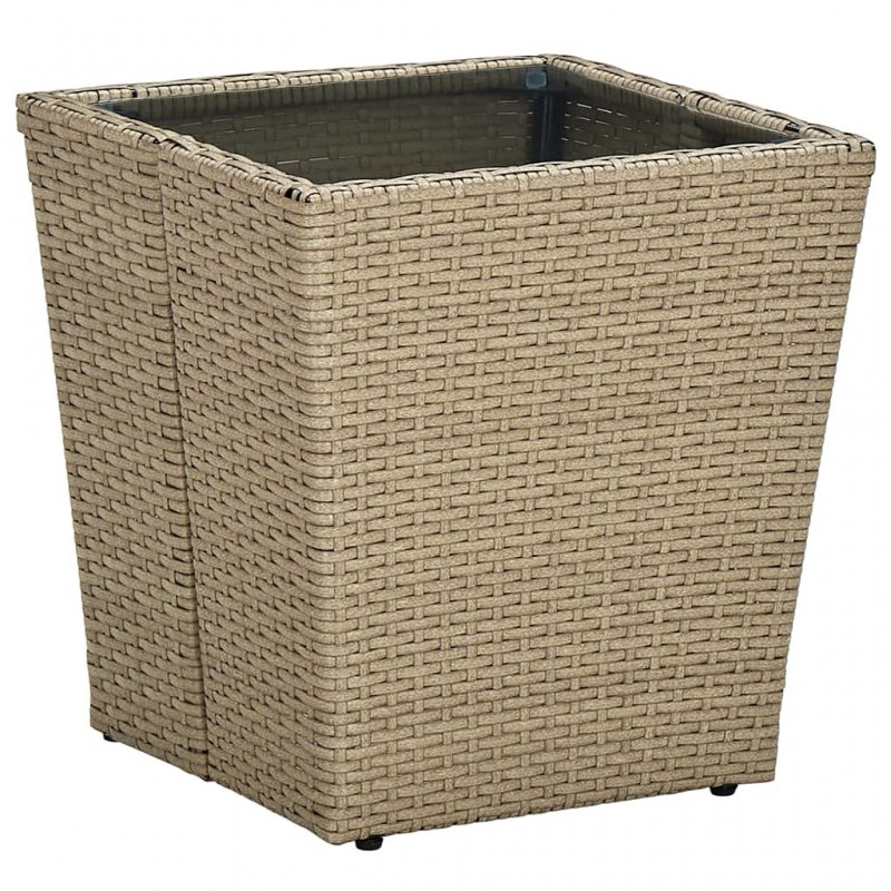 Acquista Tavolino Beige 41,5x41,5x44 cm in Polyrattan e Vetro Temperato con riferimento GHV-310557 della ditta GARDENHOME