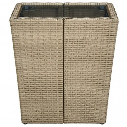 Acquista Tavolino Beige 41,5x41,5x44 cm in Polyrattan e Vetro Temperato con riferimento GHV-310557 della ditta GARDENHOME