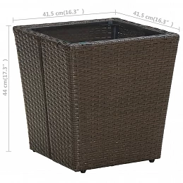 Acquista Tavolino Marrone 41,5x41,5x44cm in Polyrattan e Vetro Temperato con riferimento GHV-310558 della ditta GARDENHOME