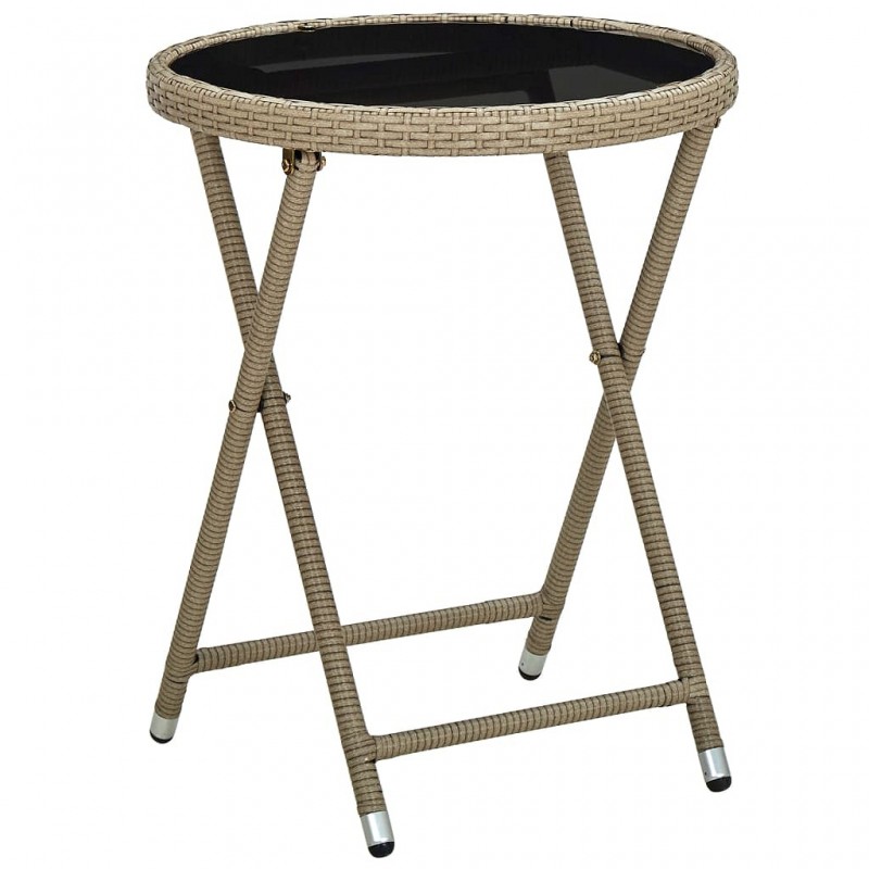 Acquista Tavolino Beige 60 cm in Polyrattan e Vetro Temperato con riferimento GHV-310559 della ditta GARDENHOME