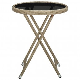 Acquista Tavolino Beige 60 cm in Polyrattan e Vetro Temperato con riferimento GHV-310559 della ditta GARDENHOME