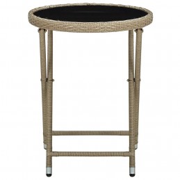 Acquista Tavolino Beige 60 cm in Polyrattan e Vetro Temperato con riferimento GHV-310559 della ditta GARDENHOME