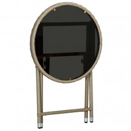 Acquista Tavolino Beige 60 cm in Polyrattan e Vetro Temperato con riferimento GHV-310559 della ditta GARDENHOME