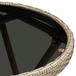 Acquista Tavolino Beige 60 cm in Polyrattan e Vetro Temperato con riferimento GHV-310559 della ditta GARDENHOME