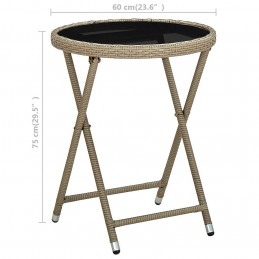 Acquista Tavolino Beige 60 cm in Polyrattan e Vetro Temperato con riferimento GHV-310559 della ditta GARDENHOME