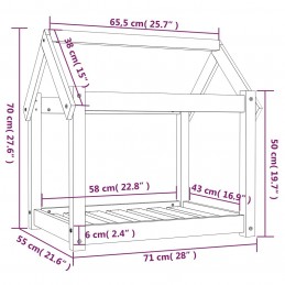 Acquista Cuccia per Cani Grigia 71x55x70 cm in Legno Massello di Pino con riferimento GHV-822204 della ditta GARDENHOME