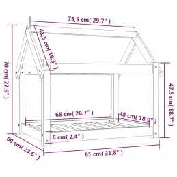 Acquista Cuccia per Cani Grigia 81x60x70 cm in Legno Massello di Pino con riferimento GHV-822209 della ditta GARDENHOME