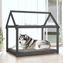 Acquista Cuccia per Cani Grigia 111x80x100 cm in Legno Massello di Pino con riferimento GHV-822219 della ditta GARDENHOME
