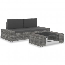 Acquista Set Divani da Giardino 3 pz in Polyrattan Grigio con riferimento GHV-49527 della ditta GARDENHOME