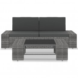 Acquista Set Divani da Giardino 3 pz in Polyrattan Grigio con riferimento GHV-49527 della ditta GARDENHOME