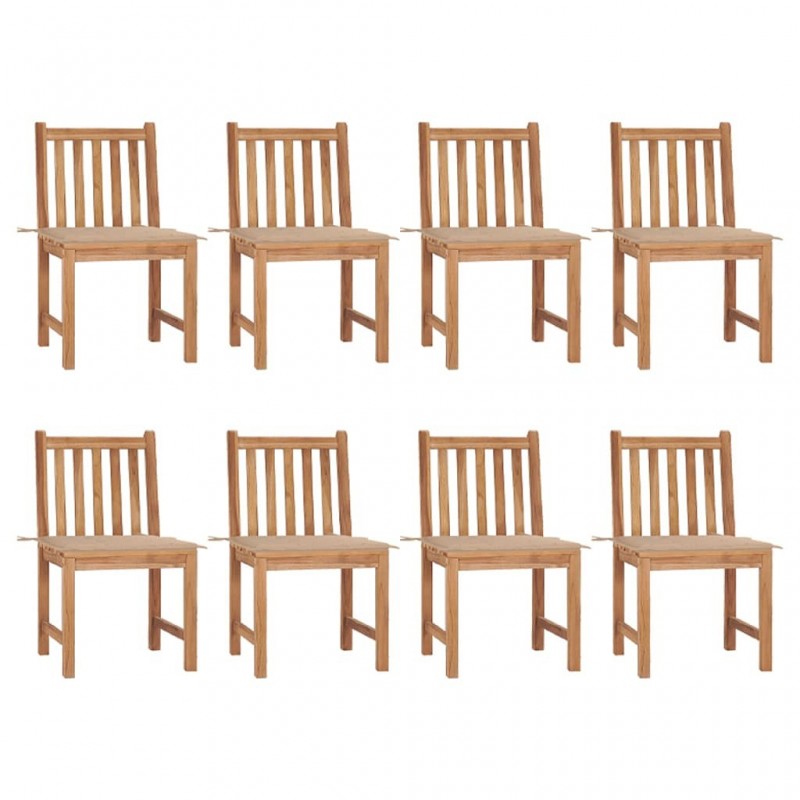 Acquista Sedie da Giardino con Cuscini 8 pz in Legno Massello di Teak con riferimento GHV-3073145 della ditta GARDENHOME