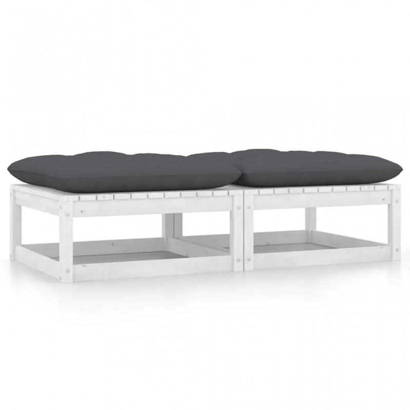 Acquista Poggiapiedi da Giardino con Cuscini 2 pz Bianchi in Legno Pino con riferimento GHV-805741 della ditta GARDENHOME