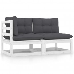 Acquista Set Divani da Giardino 2 pz Cuscini Bianchi Massello di Pino con riferimento GHV-805746 della ditta GARDENHOME