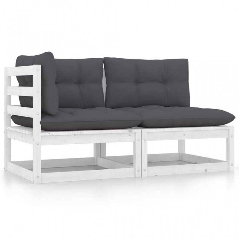 Acquista Set Divani da Giardino 2 pz Cuscini Bianchi Massello di Pino con riferimento GHV-805746 della ditta GARDENHOME