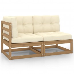 Acquista Set Divani da Giardino 2 pz Cuscini Marrone Miele Pino Massello con riferimento GHV-805748 della ditta GARDENHOME