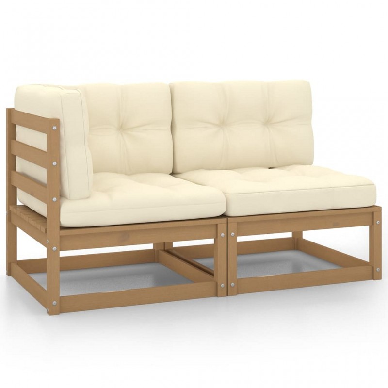 Acquista Set Divani da Giardino 2 pz Cuscini Marrone Miele Pino Massello con riferimento GHV-805748 della ditta GARDENHOME
