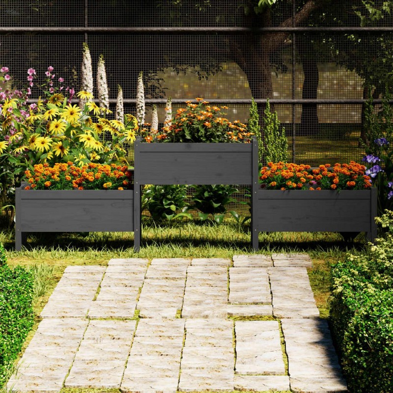 Acquista Fioriera Grigia 245,5x44x75 cm in Legno Massello di Pino con riferimento GHV-822254 della ditta GARDENHOME