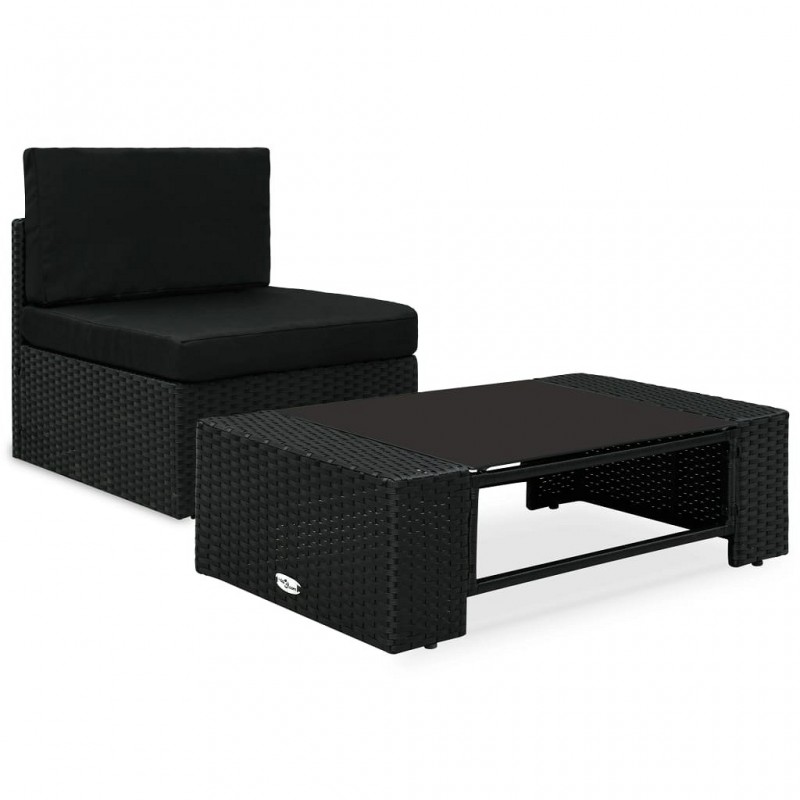 Acquista Set Divani da Giardino 2 pz in Polyrattan Nero con riferimento GHV-49502 della ditta GARDENHOME