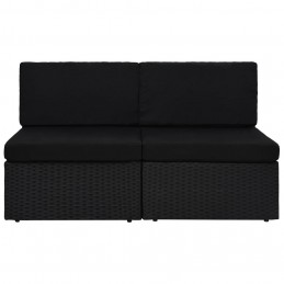 Acquista Divano Modulare a 2 Posti in Polyrattan Nero con riferimento GHV-49503 della ditta GARDENHOME