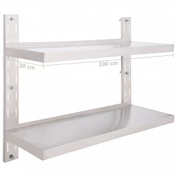 Acquista Mensola a Sospensione a 2 Livelli in Acciaio Inox 100x30 cm con riferimento GHV-51047 della ditta GARDENHOME