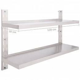 Acquista Mensola a Sospensione a 2 Livelli in Acciaio Inox 120x30 cm con riferimento GHV-51048 della ditta GARDENHOME