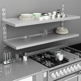 Acquista Mensola a Sospensione a 2 Livelli in Acciaio Inox 150x30 cm con riferimento GHV-51049 della ditta GARDENHOME
