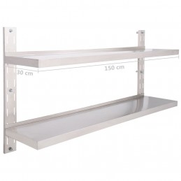 Acquista Mensola a Sospensione a 2 Livelli in Acciaio Inox 150x30 cm con riferimento GHV-51049 della ditta GARDENHOME
