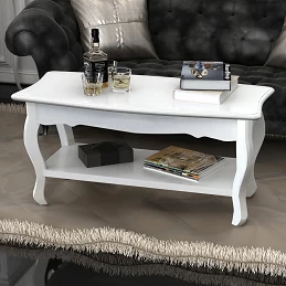 Acquista Tavolino da Caffè con 2 Ripiani in MDF Bianco con riferimento GHV-60629 della ditta GARDENHOME