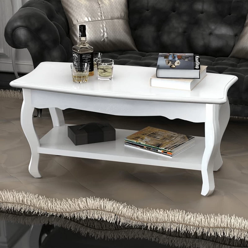 Acquista Tavolino da Caffè con 2 Ripiani in MDF Bianco con riferimento GHV-60629 della ditta GARDENHOME