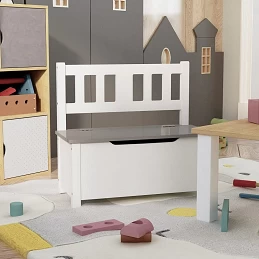 Acquista Cassapanca per Bambini Bianca e Grigia 60x30x55 cm in MDF con riferimento GHV-10407 della ditta GARDENHOME
