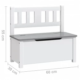 Acquista Cassapanca per Bambini Bianca e Grigia 60x30x55 cm in MDF con riferimento GHV-10407 della ditta GARDENHOME