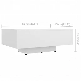 Acquista Tavolino da Salotto Bianco 85x55x31 cm in Legno Multistrato con riferimento GHV-803380 della ditta GARDENHOME