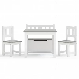 Acquista Set Tavolo e Sedie per Bambini 4 Pezzi Bianco e Grigio in MDF con riferimento GHV-10411 della ditta GARDENHOME