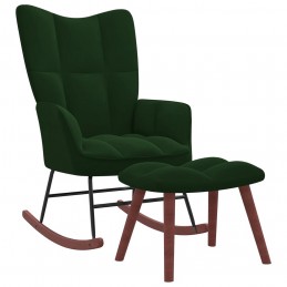 Acquista Poltrona a Dondolo con Poggiapiedi Verde Scuro in Velluto con riferimento GHV-328152 della ditta GARDENHOME