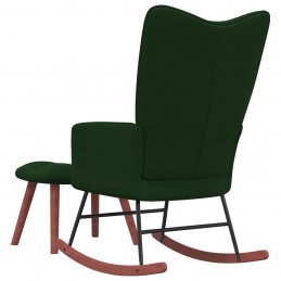 Acquista Poltrona a Dondolo con Poggiapiedi Verde Scuro in Velluto con riferimento GHV-328152 della ditta GARDENHOME