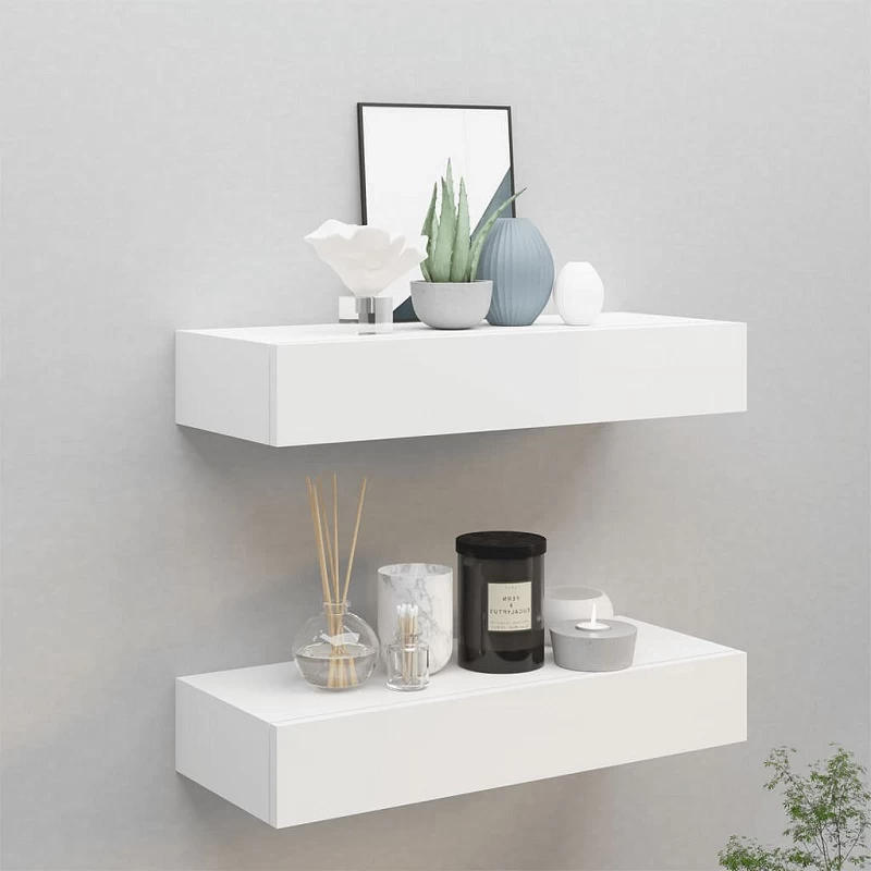 Acquista Scaffali con Cassetti da Parete 2 pz Bianco 60x23,5x10 cm MDF con riferimento GHV-330256 della ditta GARDENHOME