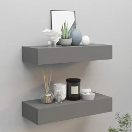 Acquista Scaffali con Cassetti da Parete 2 pz Grigio 60x23,5x10 cm MDF con riferimento GHV-330260 della ditta GARDENHOME