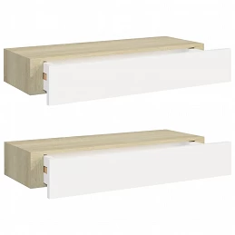 Acquista Scaffali a Muro con Cassetti 2pz Bianco Rovere 60x23,5x10cm MDF con riferimento GHV-330264 della ditta GARDENHOME