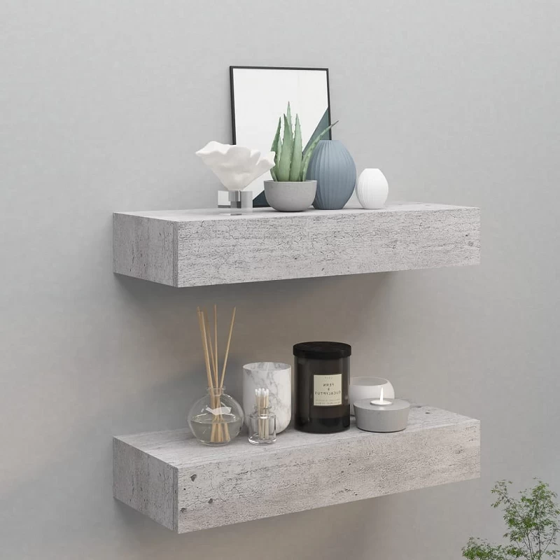 Acquista Scaffali a Muro Cassetti 2 pz Grigio Cemento 60x23,5x10 cm MDF con riferimento GHV-330266 della ditta GARDENHOME
