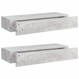 Acquista Scaffali a Muro Cassetti 2 pz Grigio Cemento 60x23,5x10 cm MDF con riferimento GHV-330266 della ditta GARDENHOME