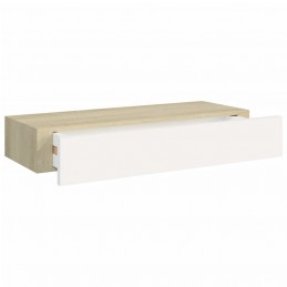 Acquista Scaffale da Parete con Cassetto Bianco Rovere 60x23,5x10 cm MDF con riferimento GHV-330263 della ditta GARDENHOME