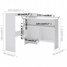Acquista Tavolo da Bar a 2 Livelli Bianco 130x40x120 con riferimento GHV-280217 della ditta GARDENHOME