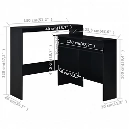 Acquista Tavolo da Bar a 2 Livelli Nero 130x40x120 cm con riferimento GHV-280218 della ditta GARDENHOME