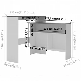 Acquista Tavolo da Bar a 2 Livelli Bianco e Grigio 130x40x120 cm con riferimento GHV-280221 della ditta GARDENHOME