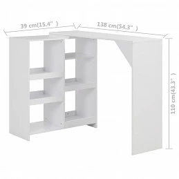 Acquista Tavolo da Bar con Scaffale Mobile Bianco 138x39x110 cm con riferimento GHV-280222 della ditta GARDENHOME