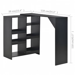 Acquista Tavolo da Bar con Scaffale Mobile Nero 138x39x110 cm con riferimento GHV-280223 della ditta GARDENHOME