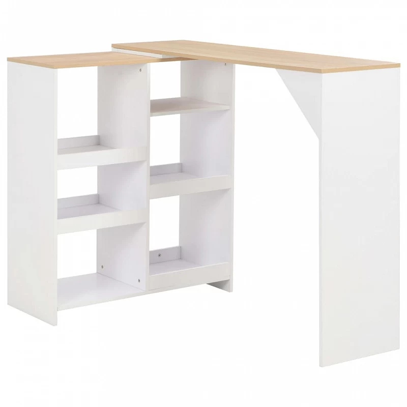 Acquista Tavolo da Bar con Scaffale Mobile Bianco 138x39x110 cm con riferimento GHV-280225 della ditta GARDENHOME