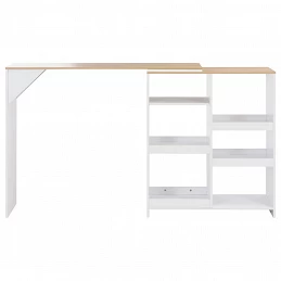 Acquista Tavolo da Bar con Scaffale Mobile Bianco 138x39x110 cm con riferimento GHV-280225 della ditta GARDENHOME