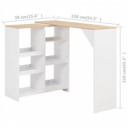 Acquista Tavolo da Bar con Scaffale Mobile Bianco 138x39x110 cm con riferimento GHV-280225 della ditta GARDENHOME