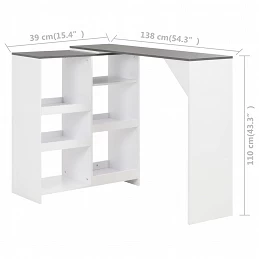 Acquista Tavolo da Bar con Scaffale Mobile Bianco 138x39x110 cm con riferimento GHV-280226 della ditta GARDENHOME